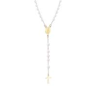 QYYZTQY Collana con Rosario Religioso in Argento Sterling 925 per Donne e Uomini - Rosari cattolici scapolari Lunghi Perline Hombre Collane con Ciondolo Cristiano