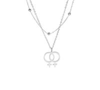 QYYZTQY Collana trans in argento sterling 925, collane con ciondolo simbolo lesbico gay, collana bisessuale, collana transgender, lei e la sua collana lesbica, doppia collana Venere, collana asessuata