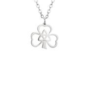 QYYZTQY Collane per Il Giorno di San Patrizio, Collana Portafortuna in Argento Sterling 925 con Trifoglio e Tre Foglie, Cuore, Nodo della Trinità, Simbolo Irlandese di San Patrizio, Ciondolo con