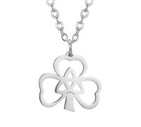 QYYZTQY Collane per Il Giorno di San Patrizio in Argento Sterling 925 per Donne e Uomini, Collana con Ciondolo con Simbolo di San Patrizio Trifoglio Portafortuna con Tre Foglie e Cuore con Nodo della