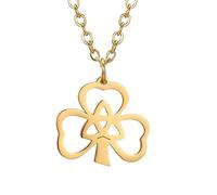 QYYZTQY Collane per Il Giorno di San Patrizio in Argento Sterling 925 per Donne e Uomini, Collana con Ciondolo con Simbolo di San Patrizio Trifoglio Portafortuna con Tre Foglie e Cuore con Nodo della