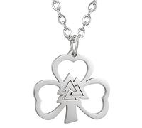 QYYZTQY Collane per Il Giorno di San Patrizio in Argento Sterling 925 per Donne e Uomini, Collana con Ciondolo con Simbolo di San Patrizio Trifoglio Portafortuna con Tre Foglie e Cuore con Nodo della
