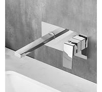 QYYZTQY Corpo Rame Nero Nascosto Nascosto e Freddo in Ingresso a Muro di Rubinetto del Rubinetto a Parete Appeso Bacino di Uscita Incorporato Il Rubinetto Nascosto Incorporato, Argento