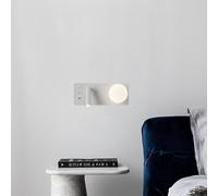 QYYZTQY G9 Indoor USB Charging Port Wall Lamp with 350°+90° Adjustable Spotlight (White Right, Warm Light)