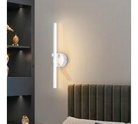 QYYZTQY Indoor Lights Long with 330° Rotatable Wall Iron Aluminium Minimalist Bedside Decorative for Hallway Living Room Bedroom (50cm,White White Light)