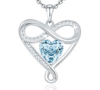 QYYZTQY Infinito in Argento Sterling - Eleganti Gioielli in Argento da Donna, Cuore d'Amore per Compleanno, Anniversario, San Fidanzata, Moglie, Mamma o lei,
