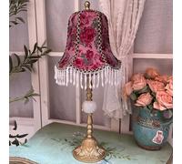 QYYZTQY Lampada da Comodino da Comodino Room Room Country Cottage Floreale Lampada da Tavolo Rosa Fiore Art Deco del Comodino Lampada da Letto Fattoria Antica Lampada da Comodino per Soggiorno Camera
