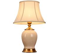 QYYZTQY Lampada da Comodino per Camera da Letto Lampada da Tavolo in Ceramica Smaltata Stile Cinese Lampada da Tavolo in Stile Americano Rurale Tutto Bronzo in Stile Europeo Lampada da Tavolo E27