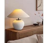 QYYZTQY Lampada da Comodino Vintage in Stile Giapponese Lampada da Tavolo Semplice in Ceramica Creativo Paralume in Tessuto Lampada da Tavolo per Camera da Letto Lampade da Tavolo Decorative E27