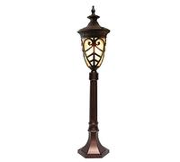 QYYZTQY Lampada da Esterno Vintage Impermeabile ad Alto palo Lanterna Rustica in Vetro da Prato Tradizionale E27 Colonna da Cortile Europea Luce da palo Portico in Alluminio Decorazione da Patio