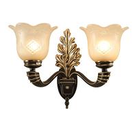 QYYZTQY Lampada da Parete retrò in Bronzo di Bronzo sconde in Bronzo di Vetro paradisi da Parete per pareti e27/e26 per Il Letto dello Studio del Letto Soggiorno, 2 luci (Colore: 2 luci)