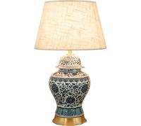 QYYZTQY Lampada da scrivania in Ceramica Lampada da Comodino per Camera da Letto retrò da Studio Lampade da Tavolo in Porcellana Bianca e Blu per la Camera degli Ospiti, Il Soggiorno, L'Ufficio