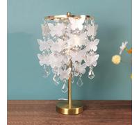 QYYZTQY Lampada da Tavolo costiera Conchiglie Decorazioni a Farfalla Lampada da Tavolo Cristallino per Ragazze Camera da Letto Vintage Oro Lampada da Comodino Moderno per Bambini Lampada da comtore