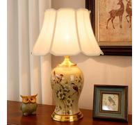 QYYZTQY Lampada da Tavolo in Ceramica Moderna per Camera da Letto Dipinto a Mano Fiore in Porcellana Lampada da Tavolo Oriental Lampada Cinese Lampada Florale Floral Lampone Rustico Rustico Lampade