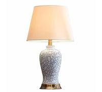 QYYZTQY Lampada da Tavolo Lampada da Comodino Lampada da Tavolo Cinese in Ceramica Blu e Bianca con Paralume in Tessuto, Lampade da Tavolo smaltate Blu dipinte a Mano per Soggiorno Lampade da Tavolo