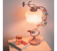 QYYZTQY Lampada da Tavolo Moderna con Fiori Lampada da Lettura da scrivania in Vetro Rosa Lampade da Comodino da Tavolo nordiche Illuminazione d'accento Luci da Comodino Floreali per Camera da