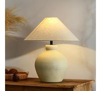 QYYZTQY Lampade da Camera in Stile Giapponese Lampade da Tavolo Lampada da Tavolo in Ceramica Vintage Lampada da Comodino Creativo Semplice Paralume in Tessuto Decorativo E27 Soggiorno Hotel 40 * 45