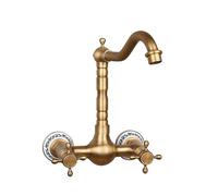 QYYZTQY Lavaggio da Bagno a Parete di Rame, Bacino, Doppia Maniglia, Rubinetto dell'Acqua Calda e Fredda, Zucca Ceramica Antica, Alta