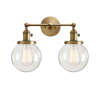 QYYZTQY Luci da Parete della Camera da Letto Moderna Scapa da Parete 5.9 '' Globe Glass Double Teste a V-Itage Inapparecchi di Illuminazione Interno, funce Moderne a Parete (Colore: Antico)