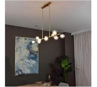 QYYZTQY Mid Century Chandeliers Over Table Linear Hanging Pendant Light with Milky White Glass Globe Lampshade, Chandelier