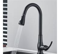 QYYZTQY Nichel Spazzolato Tirare Fuori lavello Cucina Rubinetto Becco Girevole brodo Caldo e Freddo Ponte Montato a Foro Mondiale per la Moderna Finitura Nera Elegante in casa