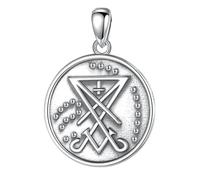 QYYZTQY Nuovo 2025 925 Sterling Silver Sigillo Chiesa di Satana Ciondolo Simbolo satanico Sigillo di Lucifero Lavey Collana del Diavolo Nascosto Gioielli Regalo con per Te