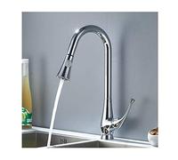 QYYZTQY Rubinetto con spruzzatore tiro Verso Il Basso, Mixer in Ottone Tocco ° Foro di Rotazione Ponte Montato a Singola Maniglia ad Arco Cucina, Bronzo Nero (Chrome)