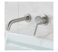 QYYZTQY Rubinetto da Cucina Bagno Nero Opaco Montato Parete a Un Buco di Lavaggio Acqua Fredda Tazza Ruota Canna per lavandino in Ottone (Nickle Spazzolato)