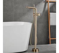 QYYZTQY Rubinetto della Vasca autoportanti con Girevole a Manico Singolo Elegante Grigio e Finitura in Oro Spazzolato Set da Bagno di Lusso