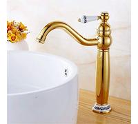 QYYZTQY Termina Il per Bagno Ottone Alto con rubinetti Ceramica in Oro di Lusso Rubinetto lavello