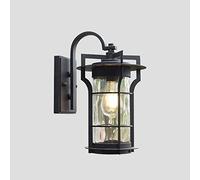 QYYZTQY Vintage esterno giù lanterna anti-russa impermeabile con parete nera opaca lampada a parete in vetro in vetro montato a parete montata succonciatura esterna per il giardino portico della porta
