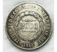 QYZXTH 1865 Brasile Monete Vintage Originale Medaglia Moneta d'Argento Cripto Album Oggetti da Collezione Home Decor Artigianato Copia Coin Regali di Natale-Default
