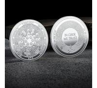 QYZXTH ADA Cardano Criptovaluta Moneta da Collezione di Criptovaluta in Codice Ci Fidiamo Collezione d'Arte Placcato Oro Fisico Moneta Commemorativa-Argento