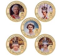 QYZXTH Gran Bretagna Regina Elisabetta Medaglia Monete Commemorative da Collezione Metallo Artigianato-5 Combinazioni