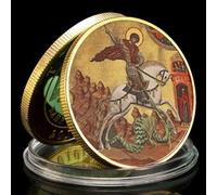 QYZXTH Russo San Giorgio e Il Drago Colorato Stampato Placcato Oro Moneta Double-Head Eagle Pattern Moneta Commemorativa Coin-Default