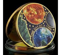 QYZXTH Un Giorno alla Volta Moneta di Preghiera Decorazioni per La Casa Commemorativa Moneta d'oro-Grigio Chiaro