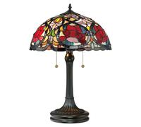 Lampada Da Scrivania Tiffany Larissa Metallo Bronzo Vintage 2 Luci E27