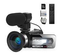 QZCX Videocamera Digitale, Camcorder for fotocamera Vlog digitale 4K con videocamera microfonica Vlogging vlogging 4 8MP. for la registrazione Vlog con WiFi(64GB SD Card,AF6-Mic-Lens)