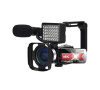 QZCX Videocamera Digitale, Video Camcorder 4K WiFi Vlogging Camera Night Vision 5 6MP Beauty Light Touch Screen Vlogging For Webcam Camera(128GB SD Card,K1 Red Camera Kit)