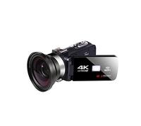 QZCX Videocamera Digitale, Videocamera 4K con microfono 4 8MP. Vlogging for la registrazione della videocamera del touch screen di registrazione di registrazione video wifi(16GB SD Card,Cam Lens)