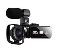 QZCX Videocamera Digitale, Videocamera 4K con microfono Uhd Camcorder for Live Stream WiFi Digital Vlogging Teleclow Telecomando Vision Night Vision Photography portatile(With 32GB SD Card)