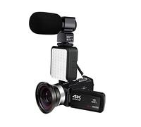 QZCX Videocamera Digitale, Videocamera for videocamera da videocamera 4K 16x Digital Zoom 4 8MP. Vlogging touchscreen leggero incorporato for la fotografia(64 G SD Card,AF1 Mic Lens Light)