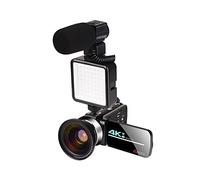 QZCX Videocamera Digitale, Videocamera video 4K con microfono WiFi 56MP Streaming live 18x a 270 gradi Ruota Touch Screen Vision HD CAM del registratore(64 G SD Card,AF2 Mic Lens Light)