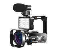 QZCX Videocamera Digitale, Videocamera videocamera 4K VLOGGING PERSAGGIO for la visione notturna del telecomando WiFi in diretta fotografia Touch Screen scattare foto(16GB SD Card,K1 Kit-Gray)