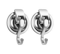 QZDAFFIC 2 Pezzi Ganci a Ventosa, Argento Premium Appendi Accappatoio Bagno Vuoto Appendere Super Resistenti, Impermeabile Ganci di Aspirazione Extra Forte Doccia Succhiare Gancio per Cucina Finestra