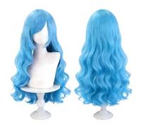 QZDAFFIC Parrucca Blu Lunga, 29’’ Parrucca Riccia Donna Barbie Bambina per Il Matrimonio Del Cosplay di Festa Dell'uso Quotidiano