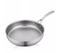 QZDH Padella in Titanio 26 cm Non Rivestita, Adatta per Fornelli a Induzione, Gas e Elettrici, Con Fondo Ispessito e Manico Ergonomico, Antiaderente, Oven Safe, Dishwasher Safe