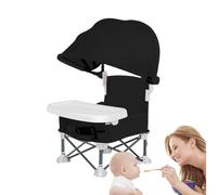 Qzdtue Baby Folding Dining Chair, Toddler Travel Seat, Portable High Chair with Tray, 14.96x12.2x14.57 Inches Built In Canopy Shade, Sturdy Compact Feeding Solution for Outdoor Lawn Beach