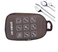 Qzdtue Camp Kitchen Organizer, High Capacity Camping Utensils Set Bag, Waterproof Outdoor Tableware Holder, Ideal for Adults, Men, and Women on Outdoor Adventures
