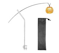 Qzdtue Camping Lantern Stand, Folding Light Pole, Adjustable Lamp Holder, Black, Silver, Compact Support Structure, Easy Height Control, for Outdoor Cooking Fishing Beach Barbecue Travel Use